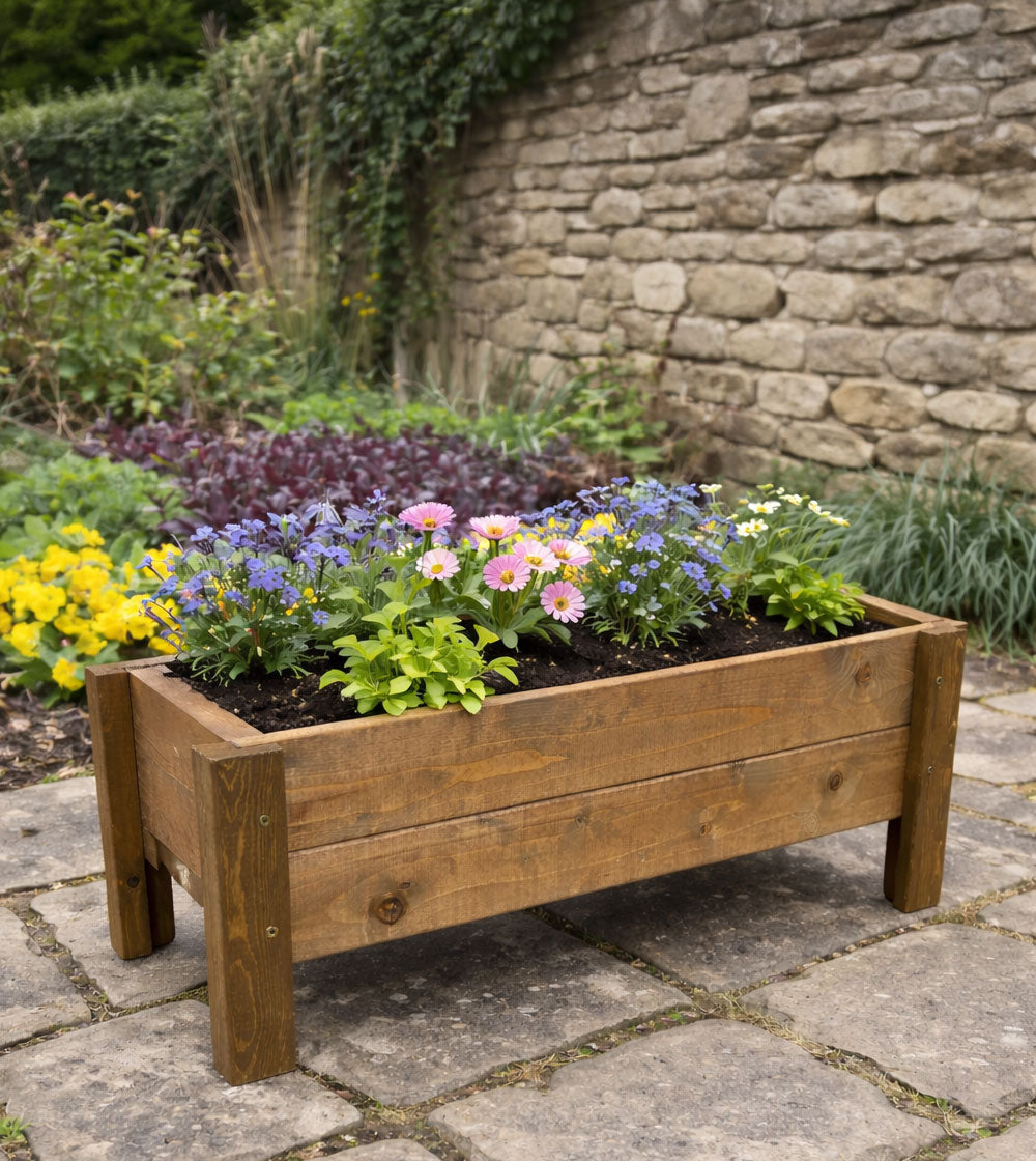 Raised Wooden Planter Boxes Fully Assembled Outdoor Herb & Flower Containers