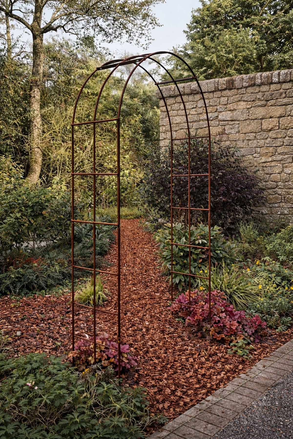 Rustic Arches Handmade Heavy Duty Steel Garden Arch - Rustic Natural Rust Finish ...