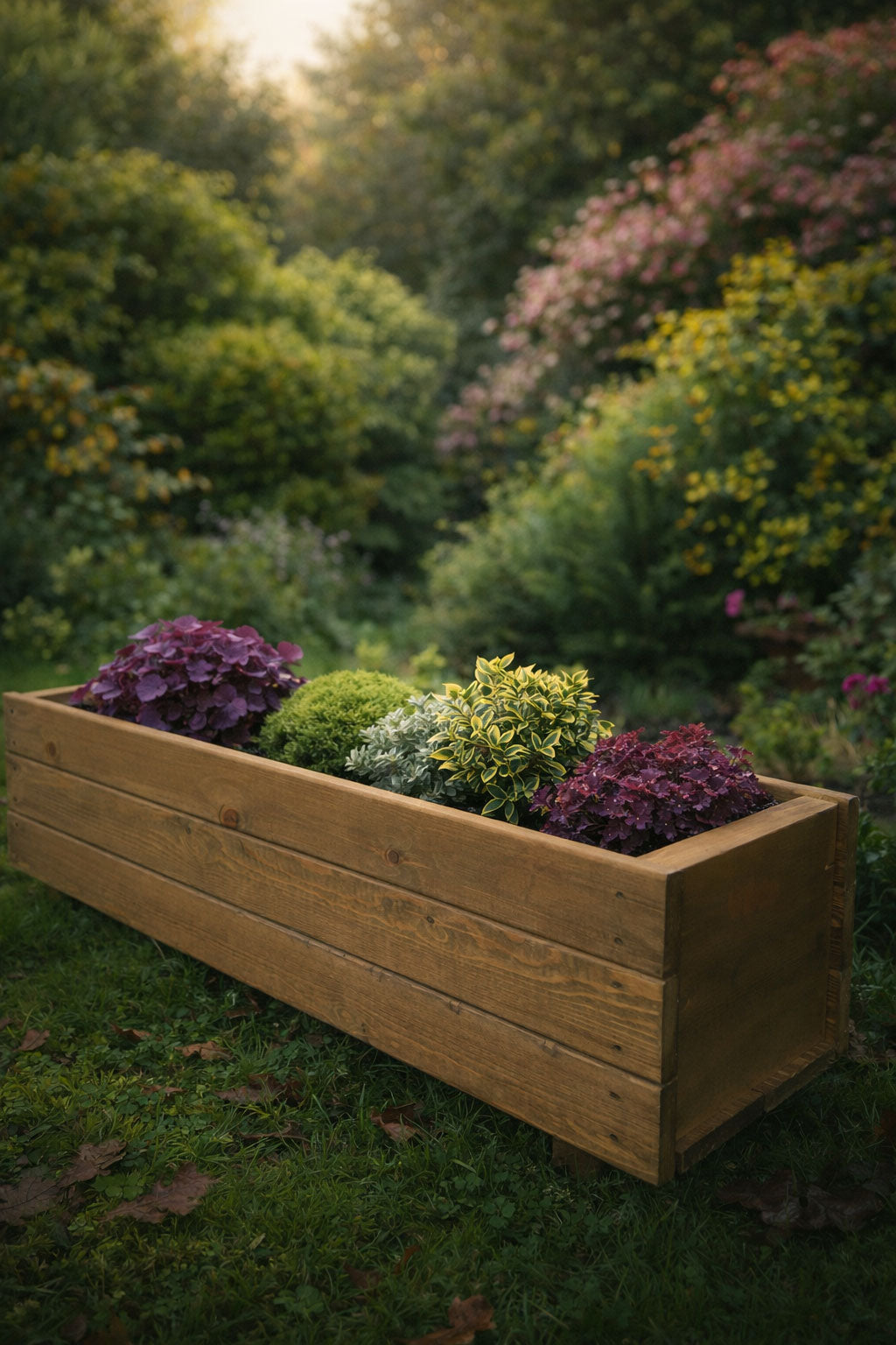 Wooden Garden Planters Heavy Duty Handmade Trough Planters for Flowers and Shrubs - Available in 5 Sizes