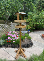 Slate-Roofed 2-Tier Wooden Bird Table Feeding Station