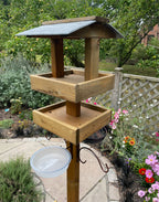 Slate-Roofed 2-Tier Wooden Bird Table Feeding Station