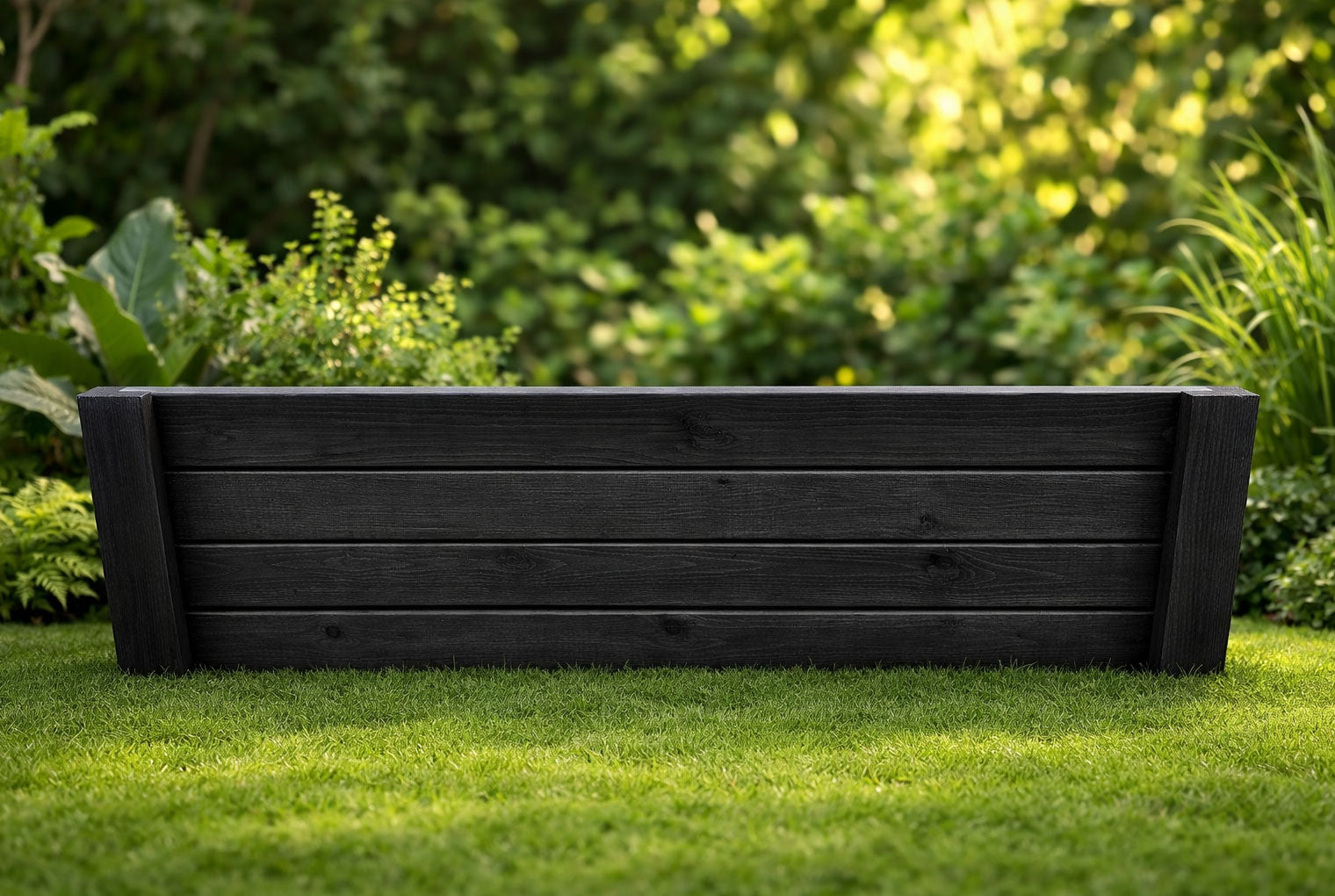 Black Timber Garden Edging Panels Heavy Duty - Wooden Lawn & Border Edge 2 Heights and 5 Lengths