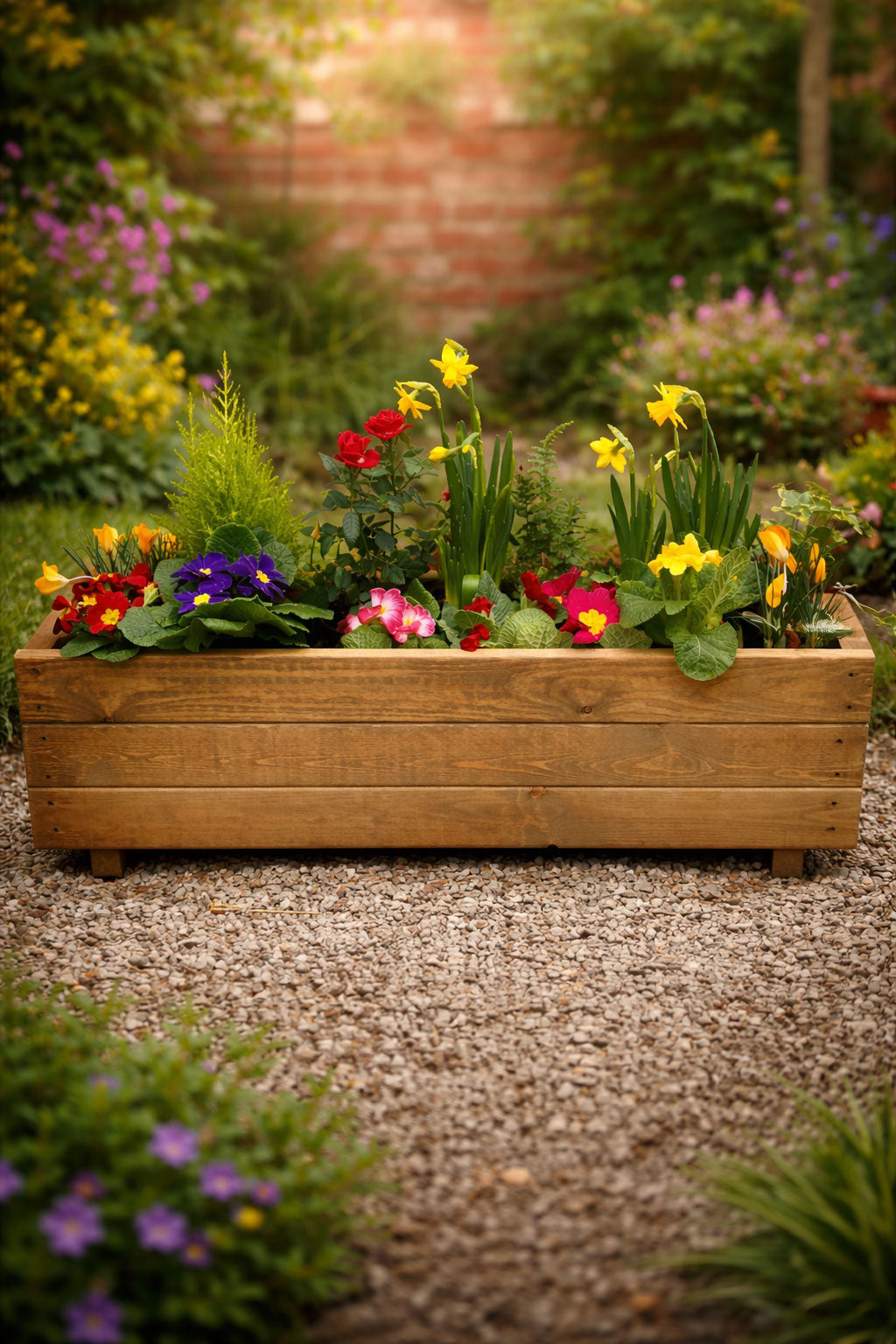 Wooden Garden Planters Heavy Duty Handmade Trough Planters for Flowers and Shrubs - Available in 5 Sizes