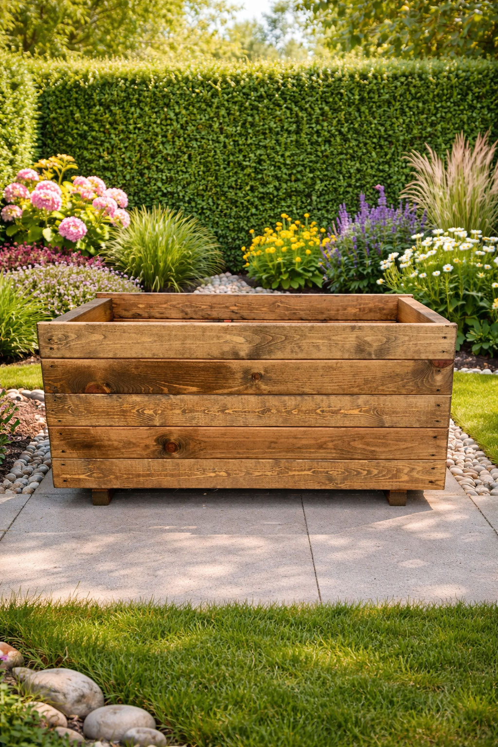 Extra Height Width Wooden Garden Planter Heavy Duty Timber Trough for Shrubs and Flowers