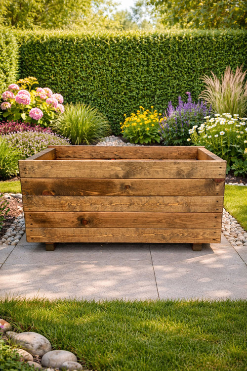 Extra Height Width Wooden Garden Planter Heavy Duty Timber Trough for Shrubs and Flowers