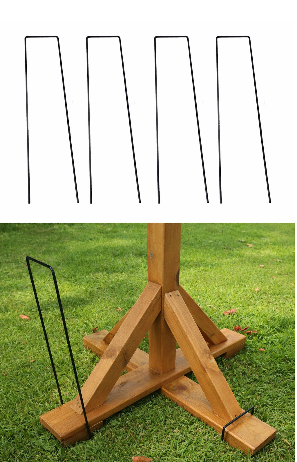 Heavy Duty Garden Stabiliser Pegs for Bird Tables - Metal Ground Anchor Stakes 4 Pack