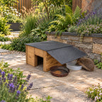 Heavy-Duty Wooden Hedgehog Feeding Station & Shelter with Food and Water Dishes - 35mm Timber Walls