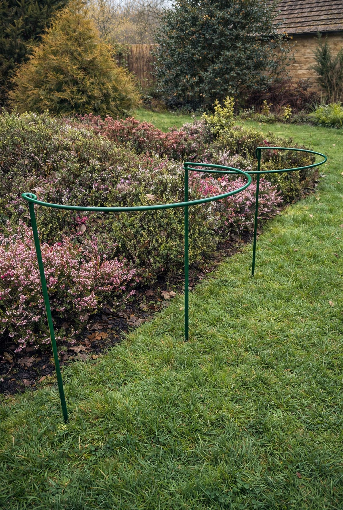 Green Powder Coated Metal Plant Support Hoops – Interlocking Garden Supports, Set of 2