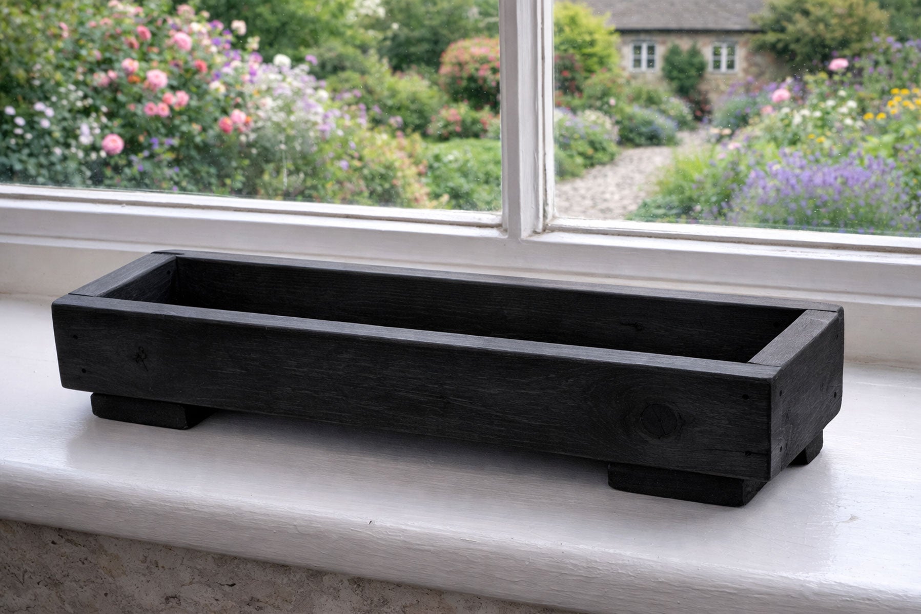 Wooden Windowsill Herb Planter Boxes – Comes in Black or Brown