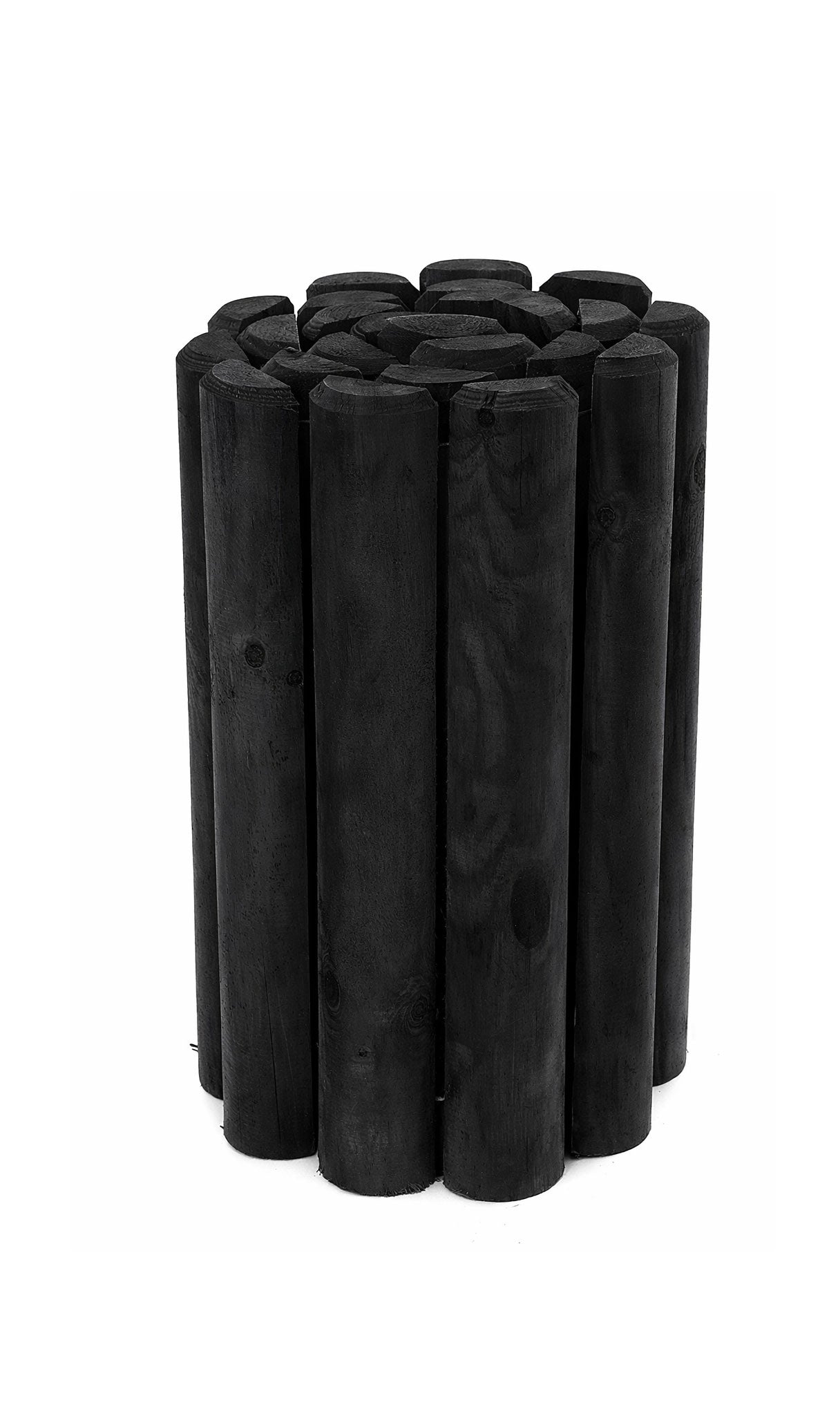 Timber Log Roll Garden Edging Black Pressure Treated Wooden Lawn Border Multiple Heights