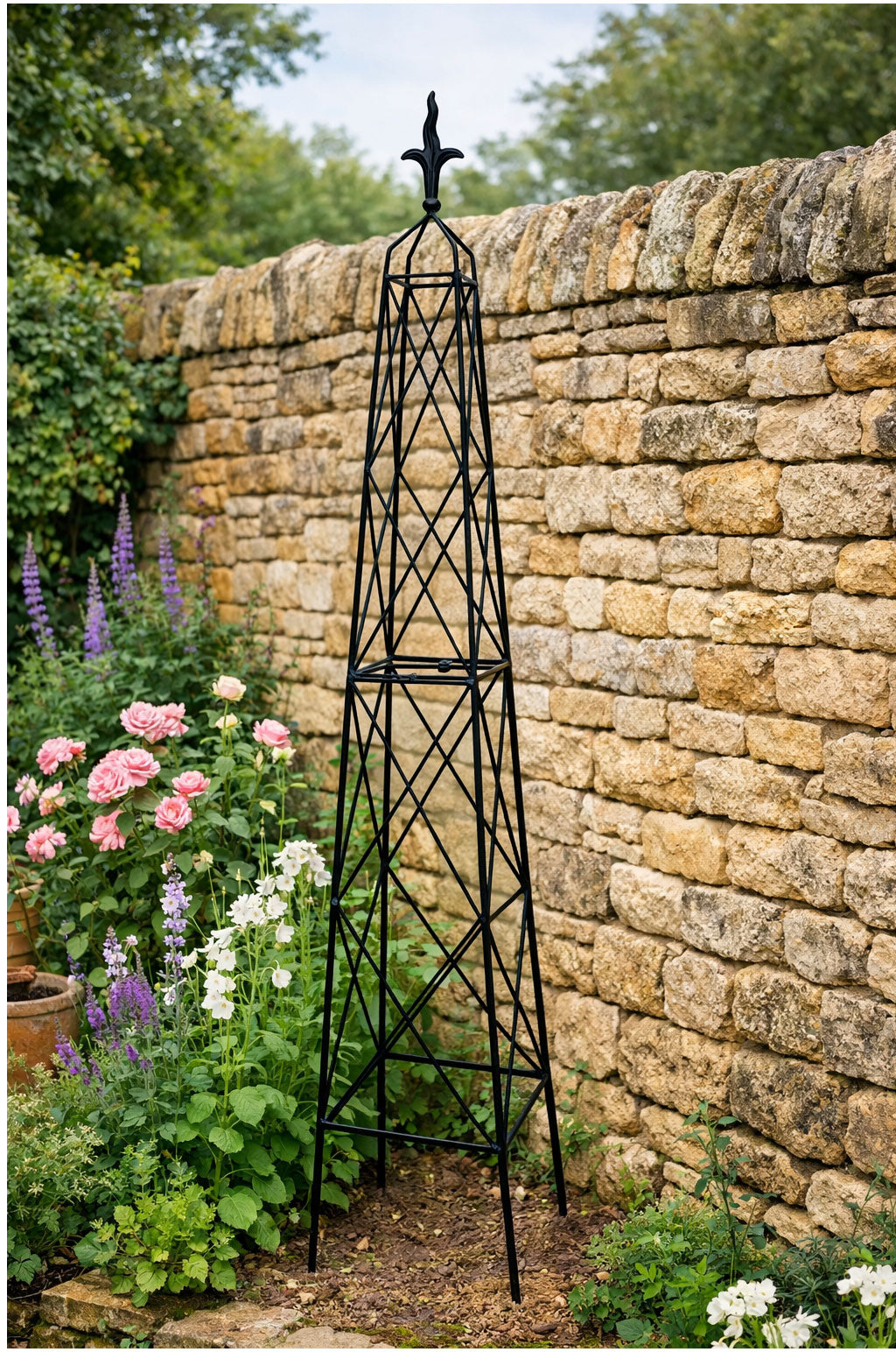 Heavy Duty Steel Garden Obelisk 2m and 2.5m - Extra Tall Metal Climbing Plant Support
