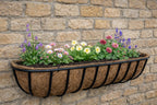 Large Twin Pack Wall Trough Planters for Patio and Garden Walls - Wall Mounted Outdoor Plant Containers