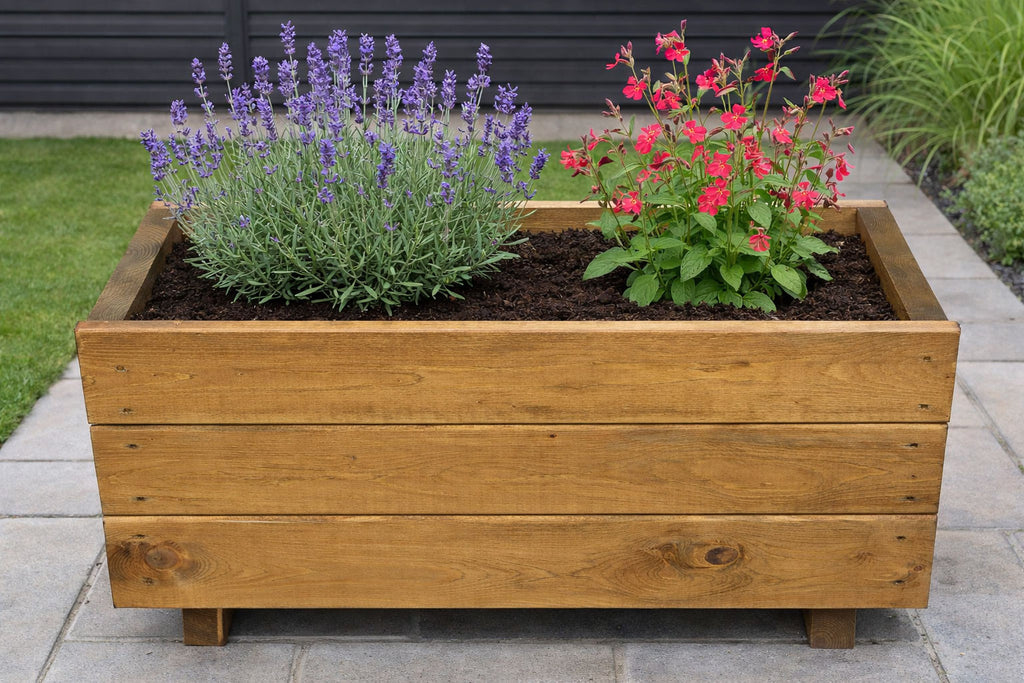 Rustic Wooden Planters Twin Pack - Fully Assembled Outdoor Garden Container Boxes