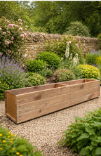 Long Timber Planter 120cm Patio Balcony Container Handmade Wooden Herb Flower Rectangular Growing Box