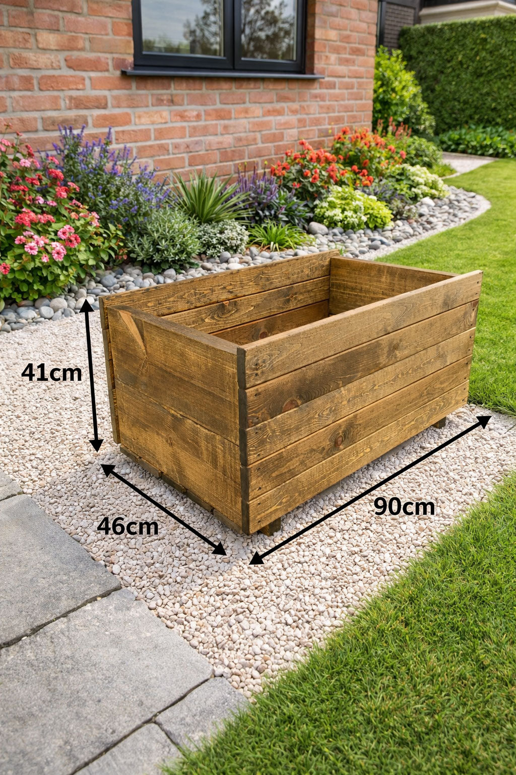 Extra Height Width Wooden Garden Planter Heavy Duty Timber Trough for Shrubs and Flowers