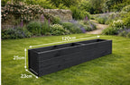 Modern Black Wooden Garden Trough Planter 120cm - Heavy Duty Rectangular Outdoor Plant Container for Patios
