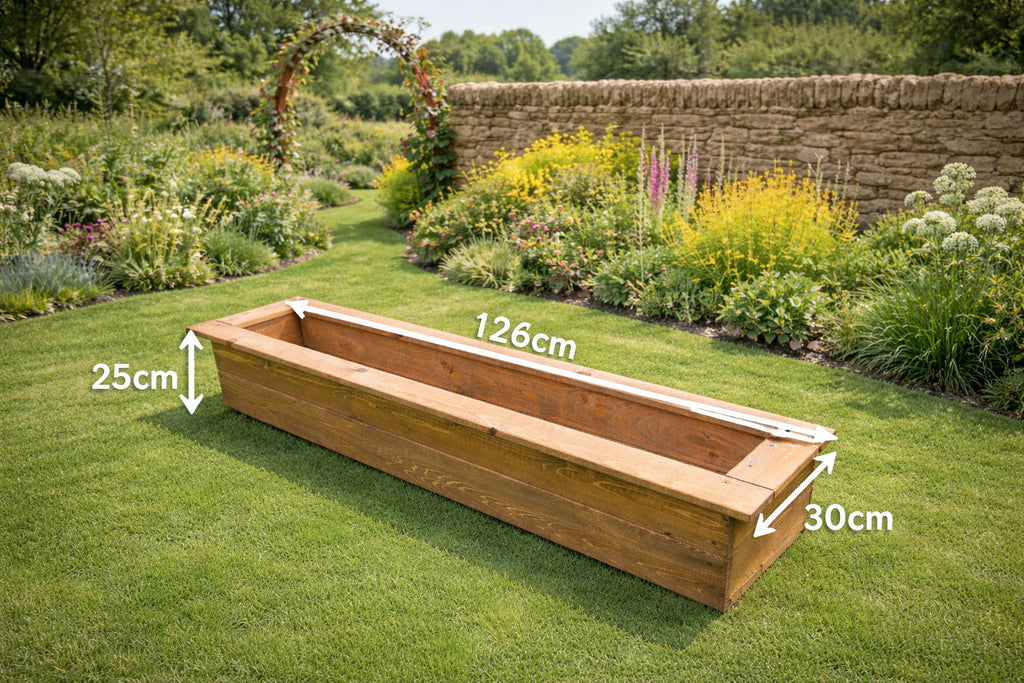 Rectangular Wooden Garden Planter 126cm – Heavy Duty Outdoor Planter Box for Patio & Balcony