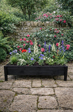 Raised Wooden Garden Container on Legs - Black Timber Trough for Herbs & Flowers