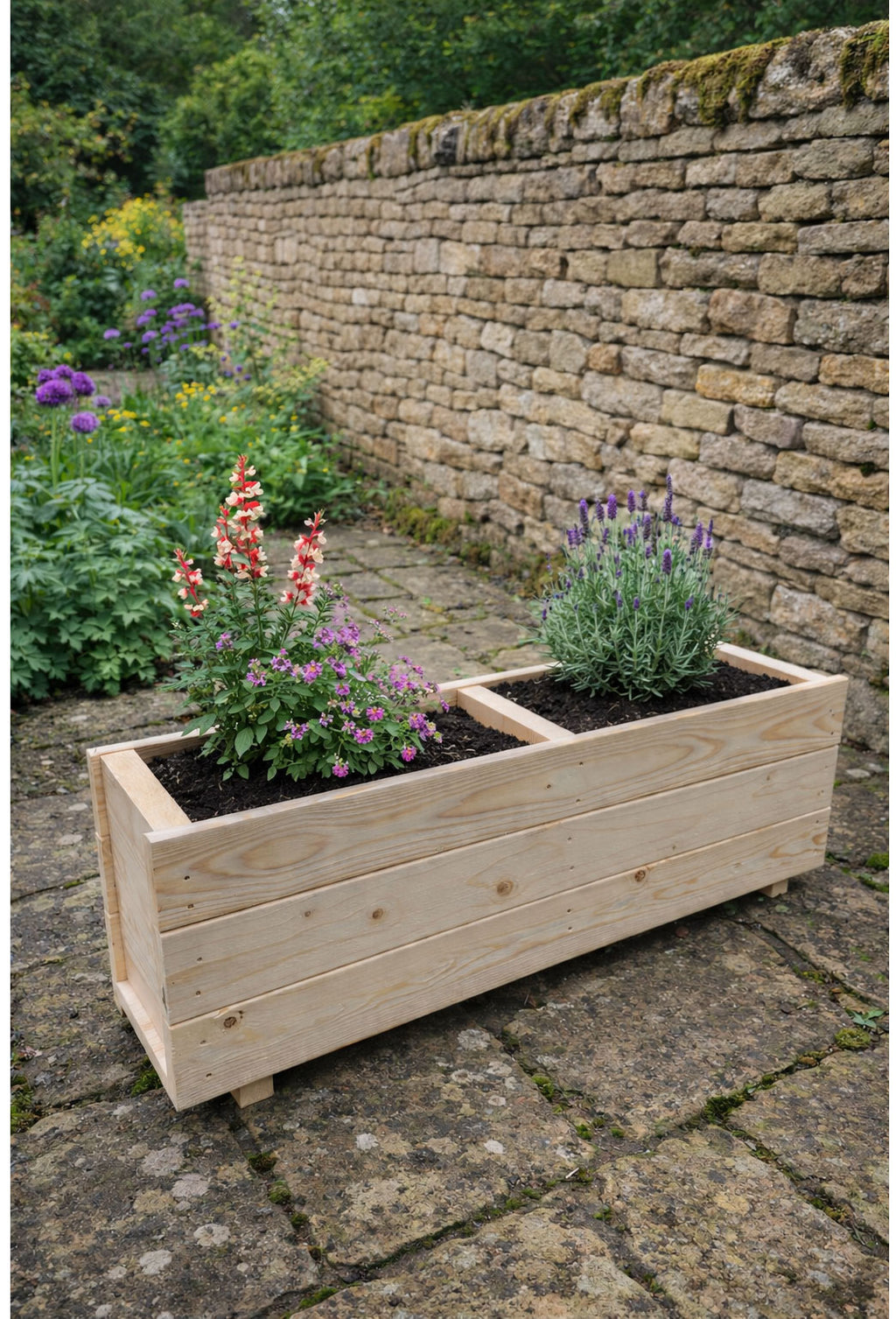 Rectangular Wooden Trough Planters Supplied in 4 Sizes Heavy Duty Garden Containers