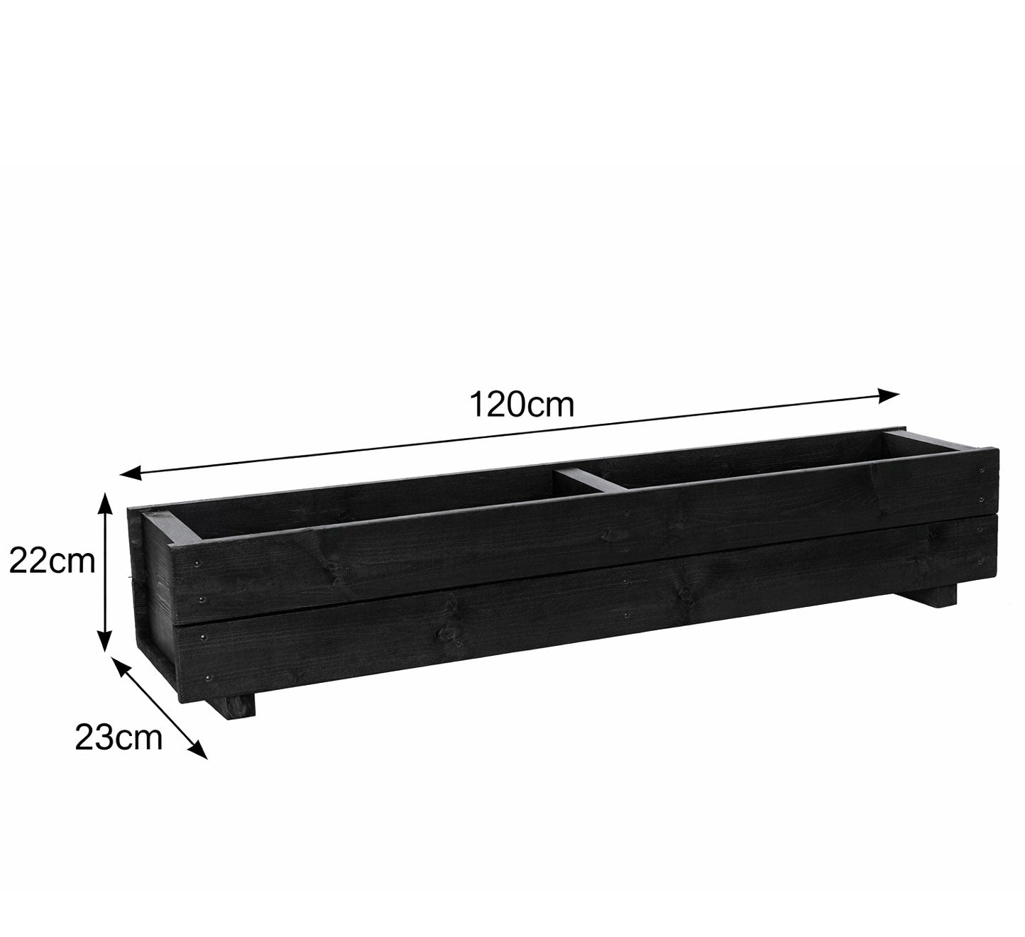 Wooden Outdoor Trough Planters Large - Heavy Duty Garden Flower Boxes (Set of 2)