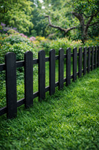 Low Black Garden Edging Fence Decorative Timber Picket Border for Lawns Paths & Flower Beds
