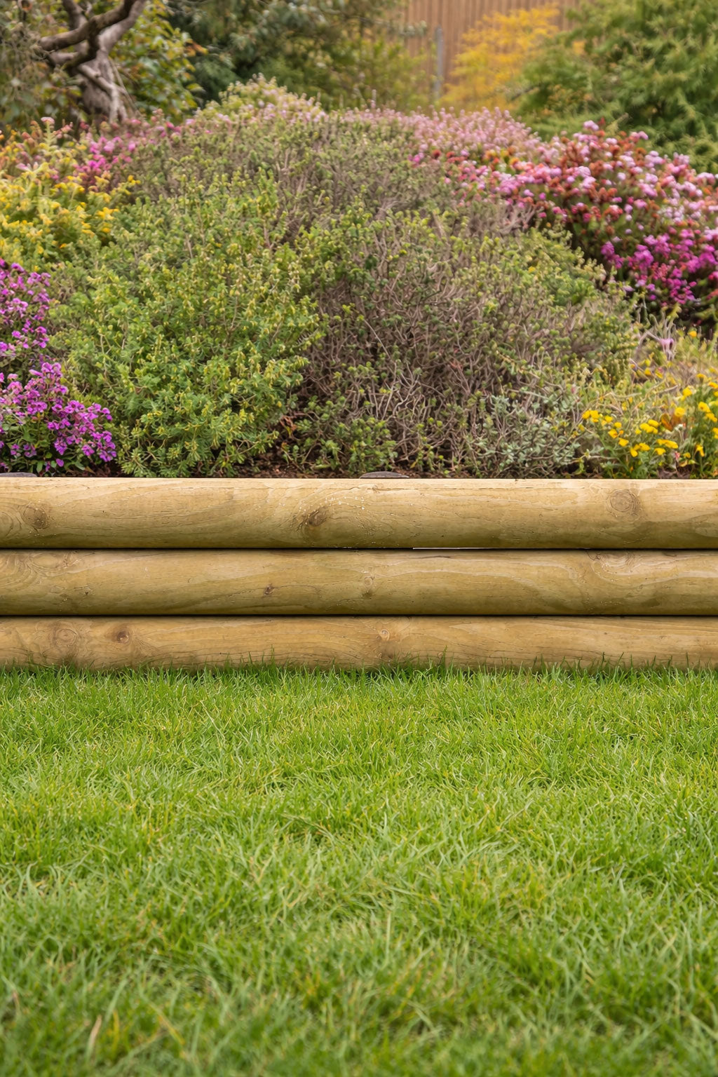 Horizontal Garden Wooden Log Edging Timber Border Fence Panels 3 Sizes