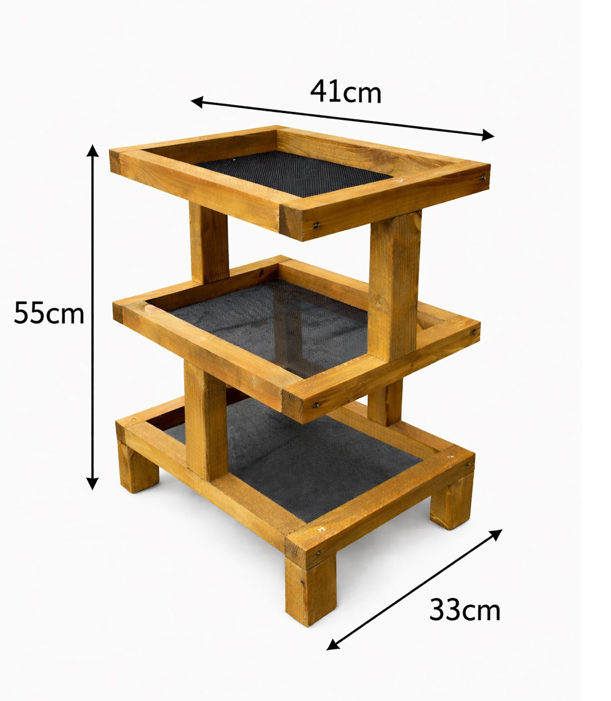 Wooden Tiered Bird Feeding Tables with Drainage Mesh - Ground Feeder for Garden Birds