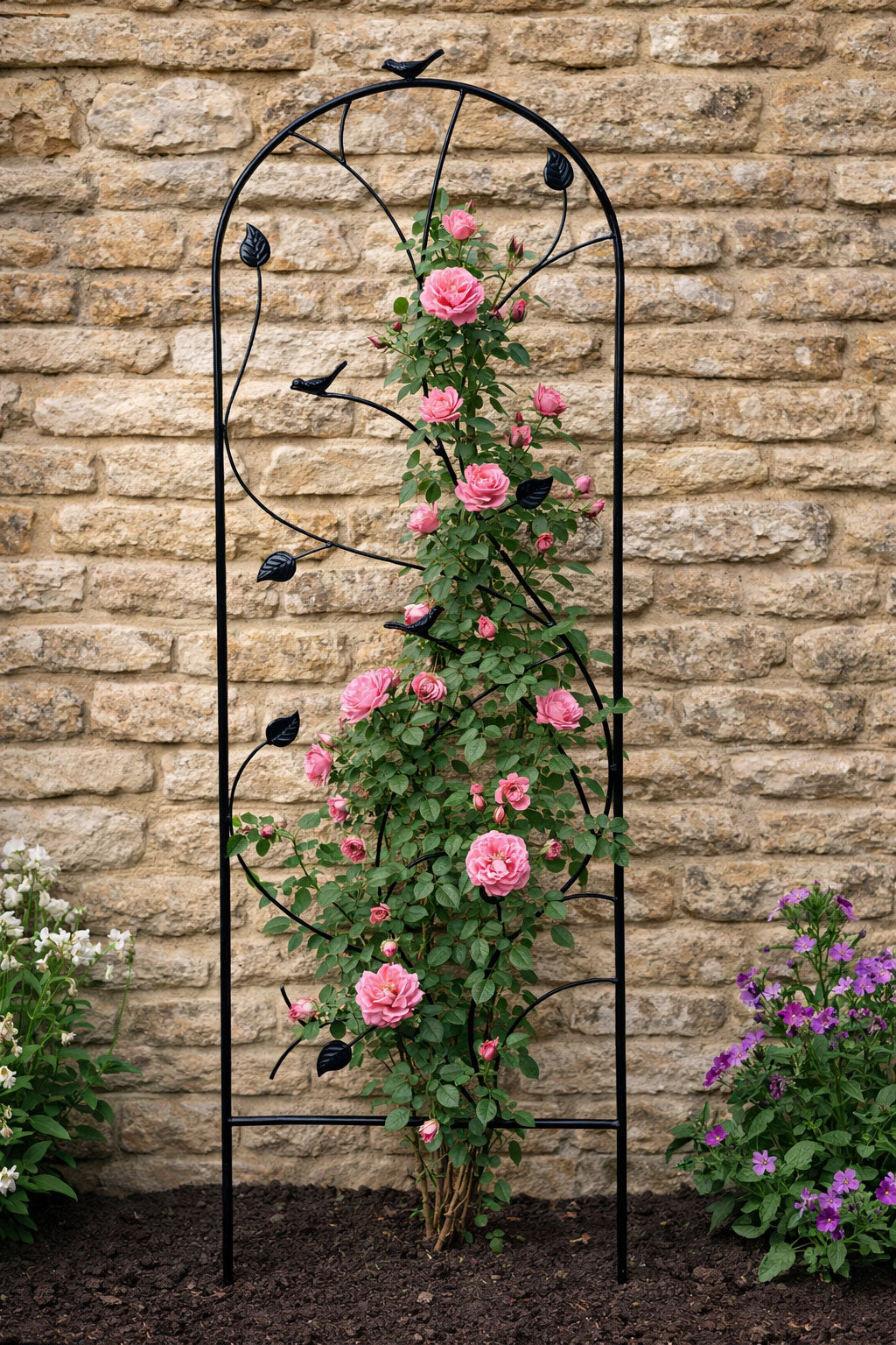 Decorative Metal Garden Trellis for Climbing Plants - Outdoor Wall Support