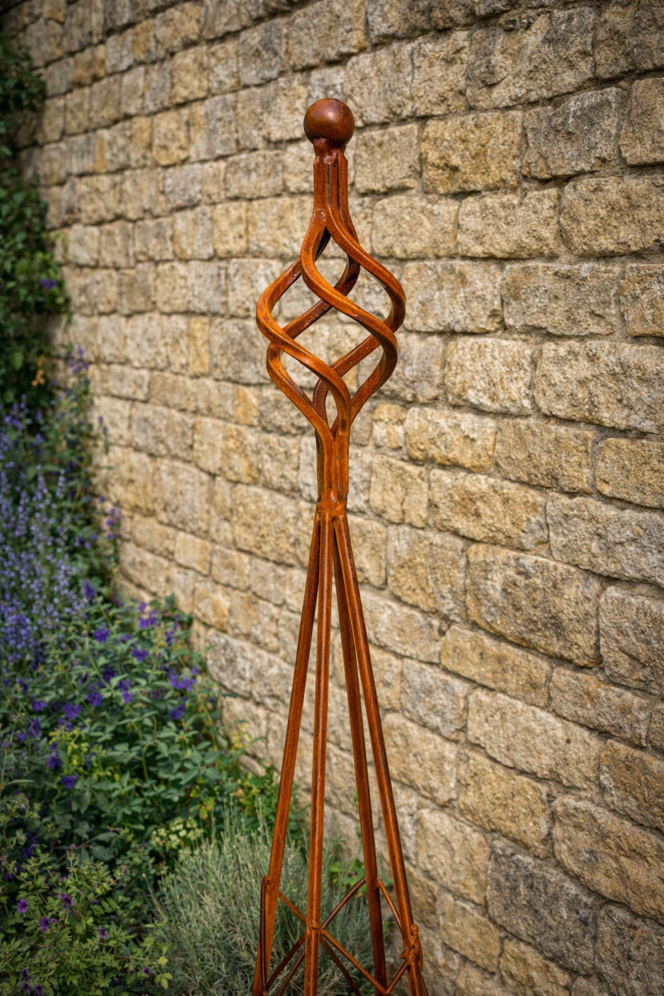 Rustic Metal Garden Obelisk - Spiral Climbing Plant Support Large