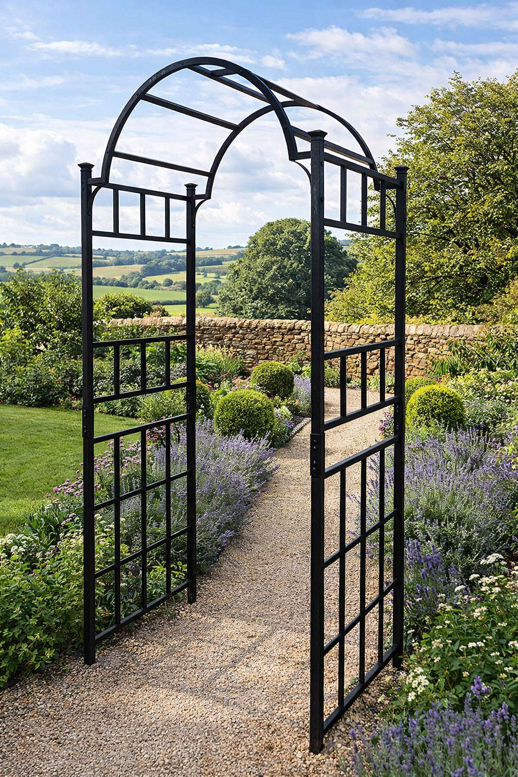 Durable Black Steel Arch for Climbing Plants- Garden Entrances to Pathways and Walkway Features