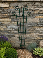 Green Metal Garden Trellis with Scrolled Detail - Sturdy Steel Plant Support for Climbing Plants and Containers