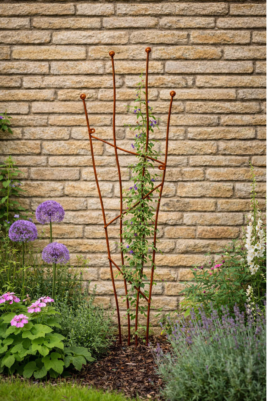 Metal Garden Trellis for Climbing Plants - Strong Steel Wall Support - Black or Rust