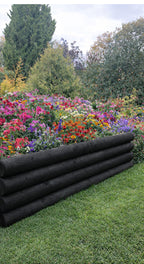 Wooden Black Log Garden Border Horizontal Lawn Edging Fence Border Panels