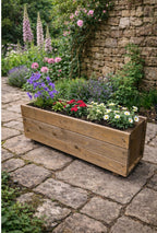 Rectangular Wooden Trough Planters Supplied in 4 Sizes Heavy Duty Garden Containers