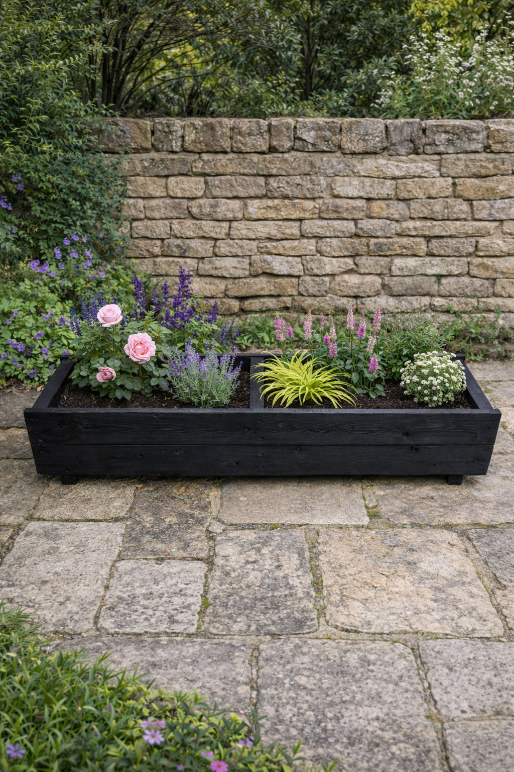 Handcrafted Timber Patio Planters - Modern Black Outdoor Wooden Box Containers
