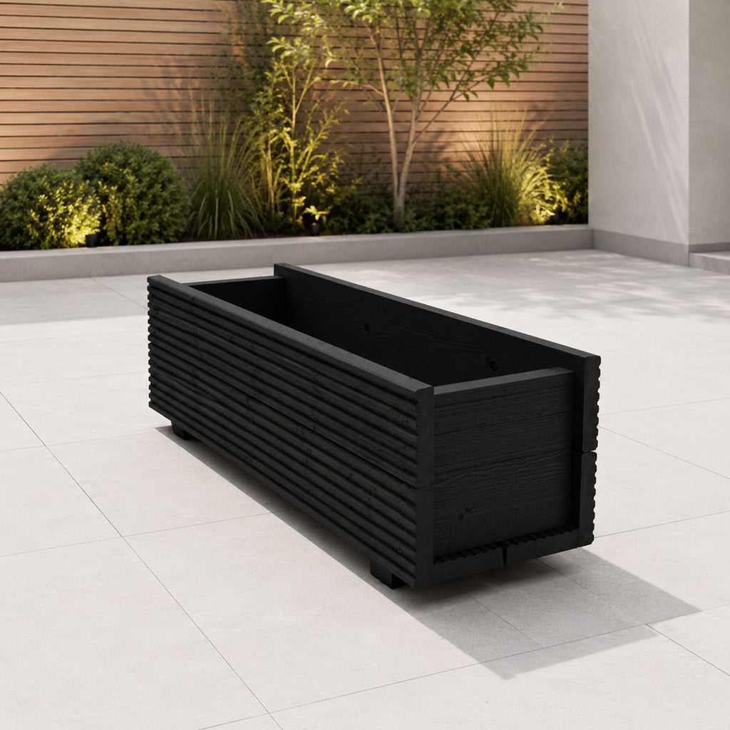 Black Decking Wooden Garden Troughs – Handmade Planter Boxes for Outdoor Flowers Herbs Vegetables Shrubs
