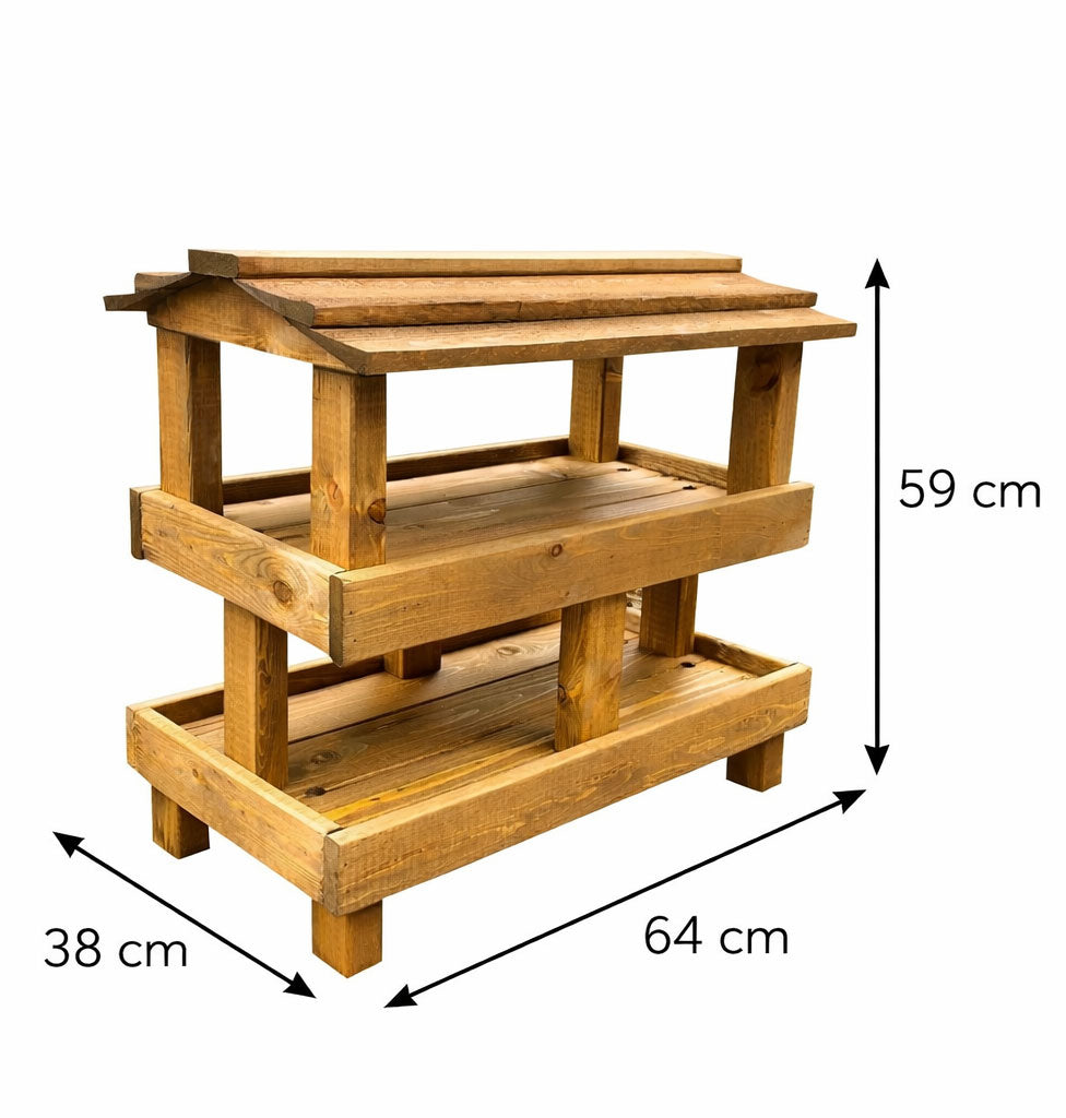 Wooden Wild Bird Feeder Table - Large 2 Tier Ground Bird Feeding Station