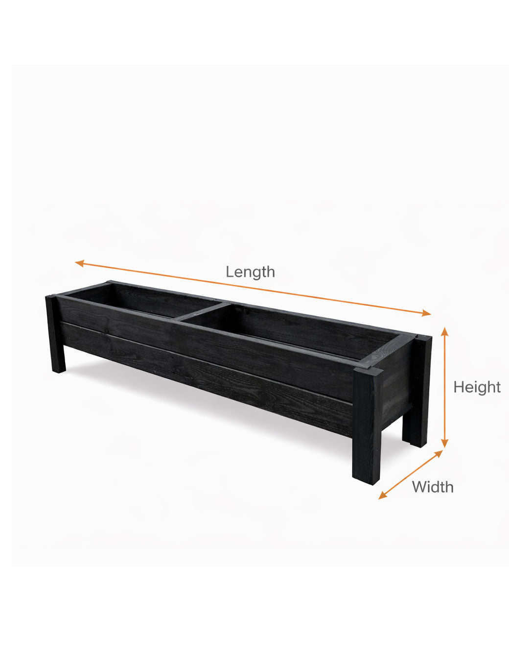 Raised Wooden Garden Container on Legs - Black Timber Trough for Herbs & Flowers