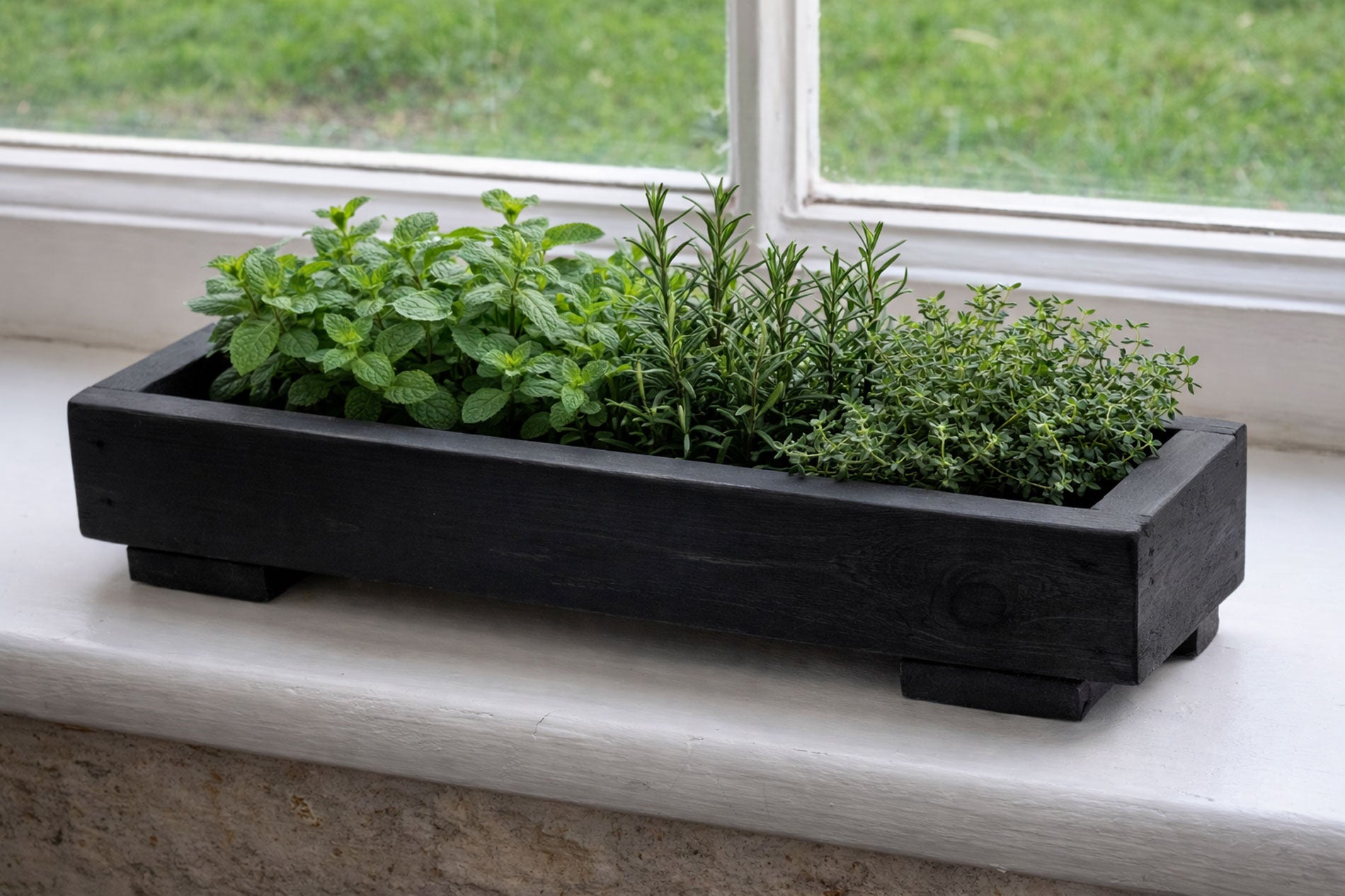 Wooden Windowsill Herb Planter Boxes – Comes in Black or Brown