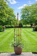 Metal Garden Obelisk with Rust Finish – Heavy Duty Steel Frame for Climbing Plants 3 Sizes