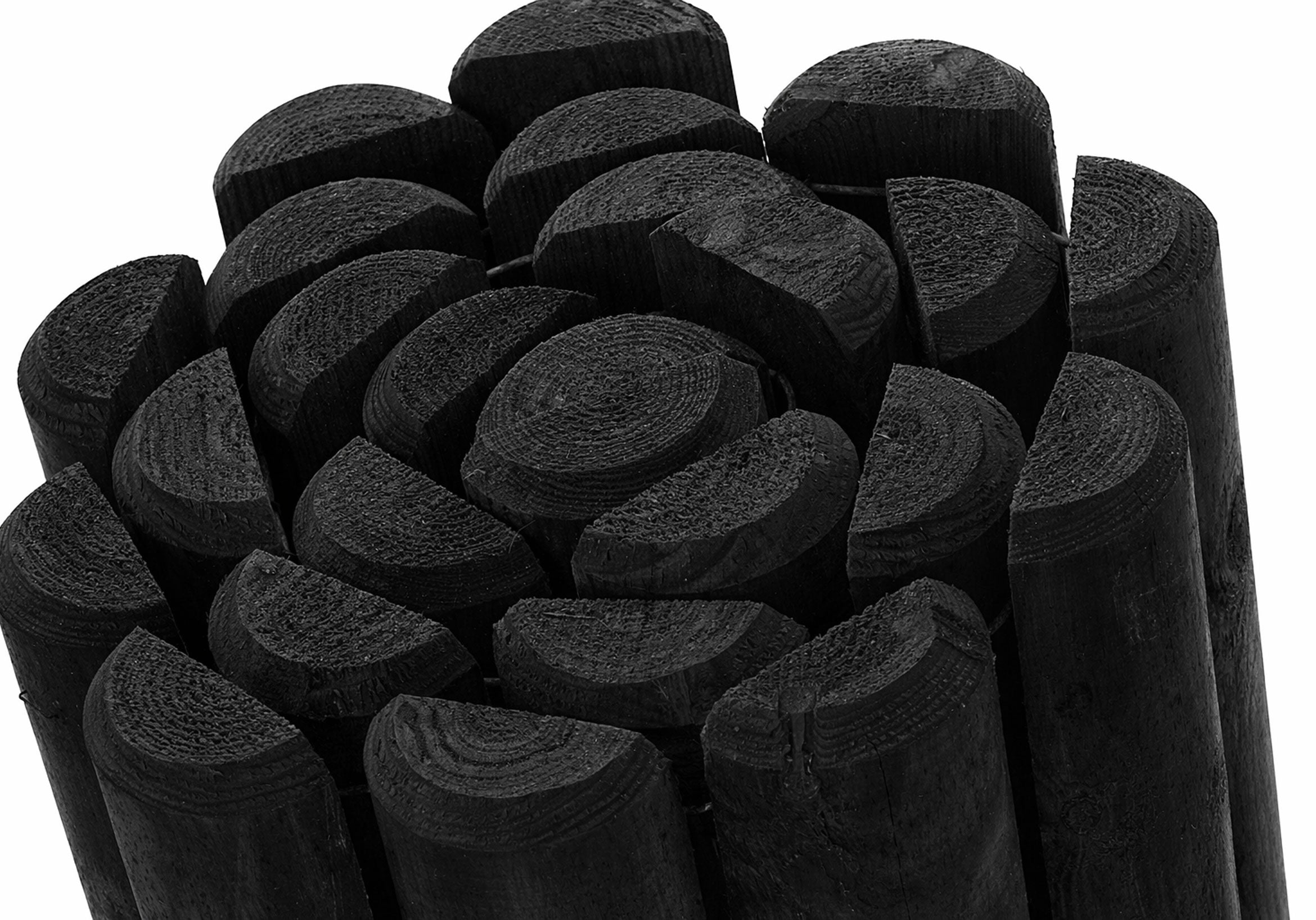 Timber Log Roll Garden Edging Black Pressure Treated Wooden Lawn Border Multiple Heights