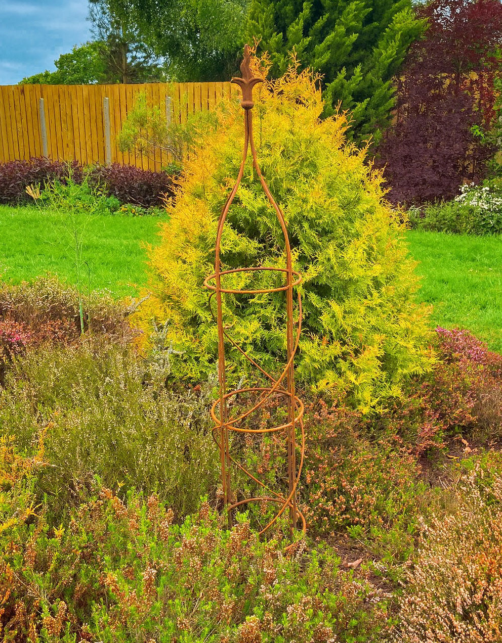 Sturdy Natural Rust Plant Obelisk for Climbing Plants