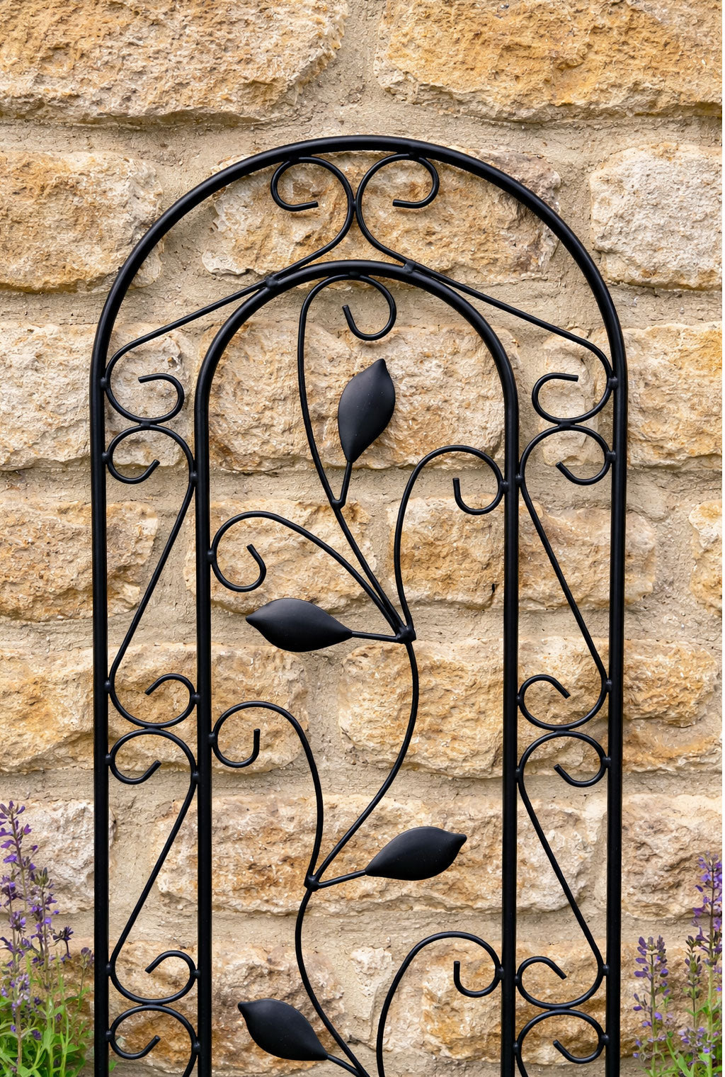 Outdoor Metal Garden Trellis Steel Climbing Plant Support Decorative Leaf & Scroll Pattern