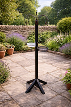 Wooden Garden Bird Feeding Feeder Stand Station with Hanging Hooks Mesh Feeding tray and Water Dish