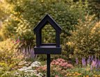 Outdoor Black Bird Table with Stand  - Wooden Garden Bird Feeding Station