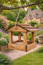 Premium Wooden Bird Feeder Hanging Rope Bird Table Garden Feeder With Roof Fully Assembled
