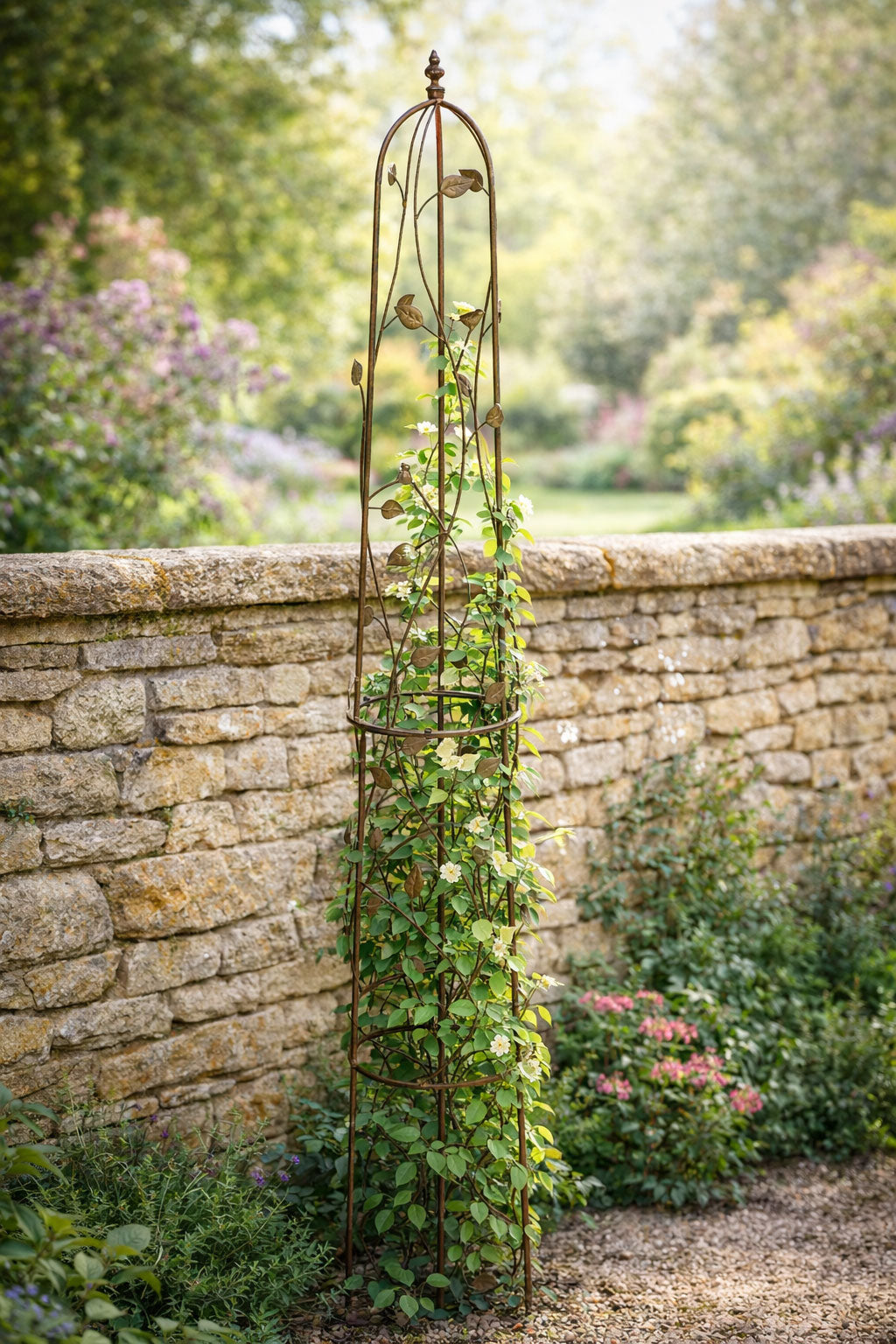 Decorative Metal Garden Obelisk 160cm - Climbing Plant Frame Trellis with Ornate Bird Detail