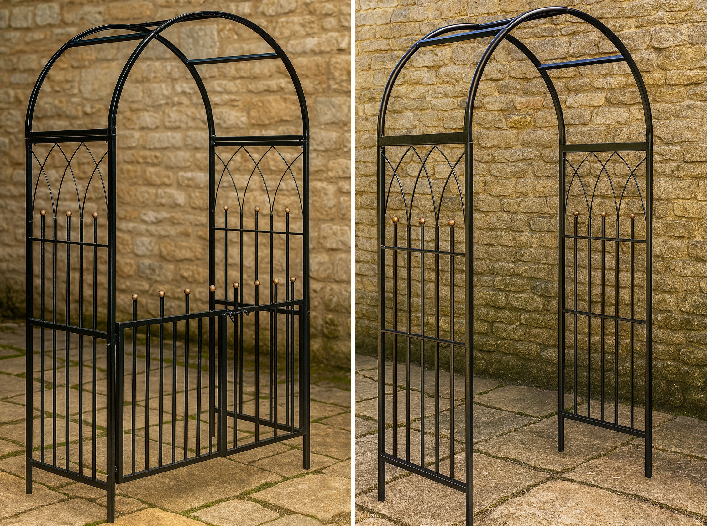 Premium Metal Garden Arch with Optional - Gates Arbour for Pathways & Entrances