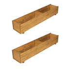 Wooden Outdoor Trough Planters Large - Heavy Duty Garden Flower Boxes (Set of 2)