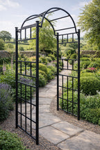 Durable Black Steel Arch for Climbing Plants- Garden Entrances to Pathways and Walkway Features